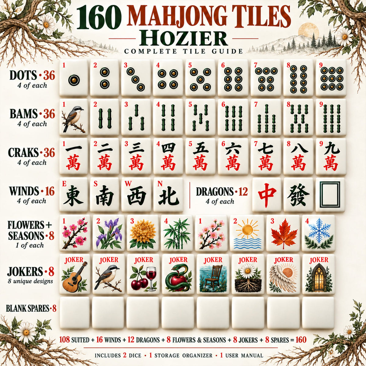 Premium HZR Mahjong Tiles Set TTMH