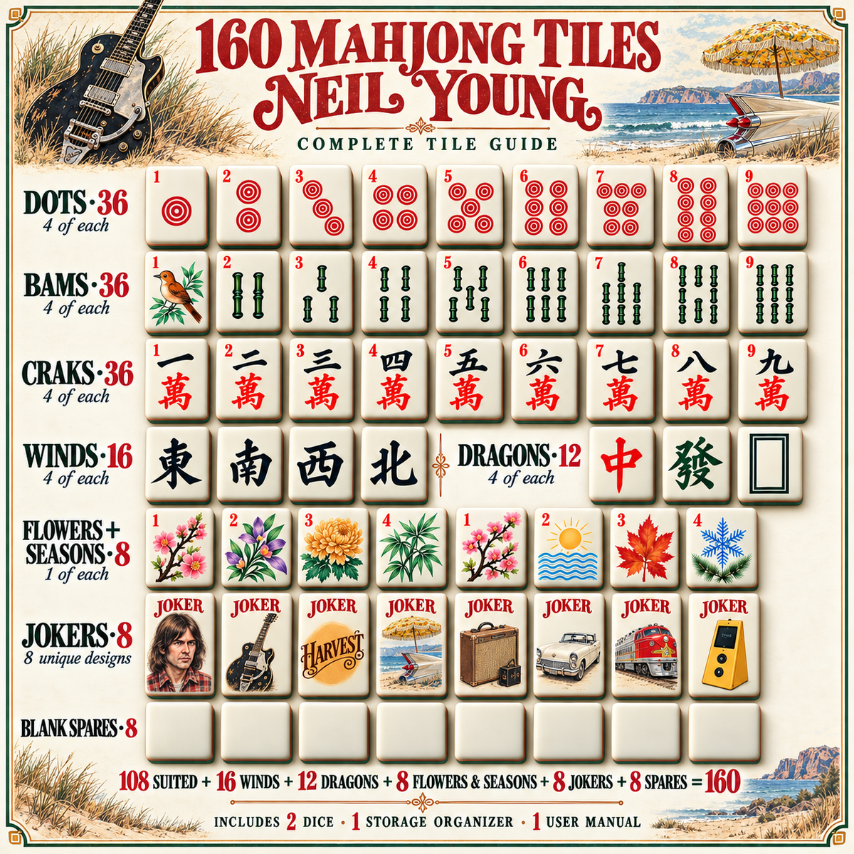 Premium NLY Mahjong Tiles Set TTMH